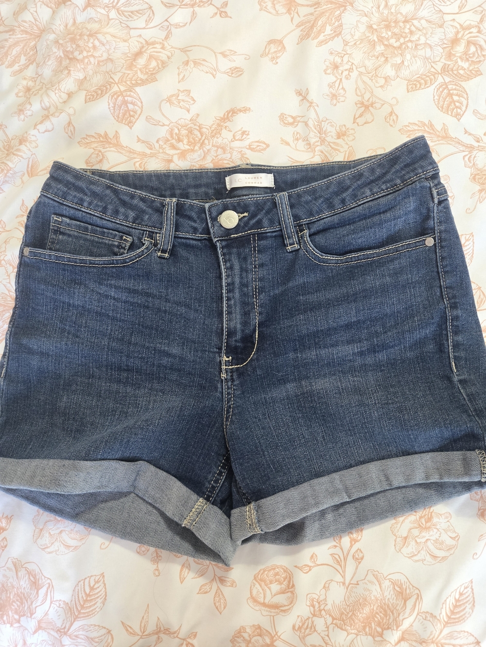 LC Lauren Conrad Blue Rolled Cuff Denim Shorts